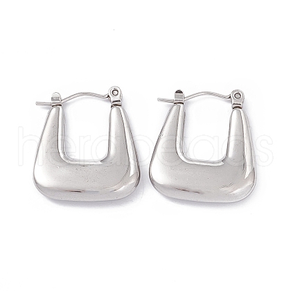 304 Stainless Steel Trapezoid Thick Hoop Earrings for Women EJEW-B018-07P-1