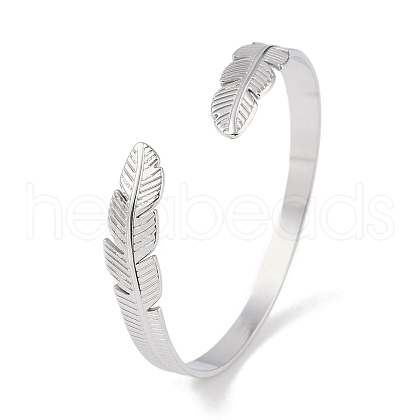 Non-Tarnish 304 Stainless Steel Open Cuff Bangles for Women BJEW-C071-10P-1