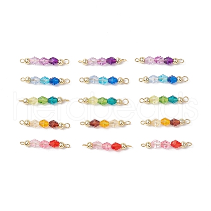 15Pcs 5 Colors Acrylic Bicone Beaded Connector Charms PALLOY-JF03476-1