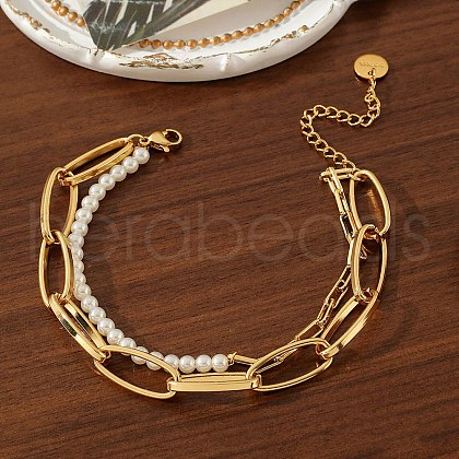 304 Stainless Steel Multi-strand Bracelets BJEW-C104-02G-1