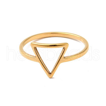 Ion Plating(IP) 201 Stainless Steel Triangle Finger Ring for Women X-RJEW-G266-05G-1