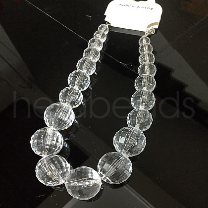 Acrylic Round Faceted Graduated Beaded Necklaces for Women FS-WG1AEEC-01-1