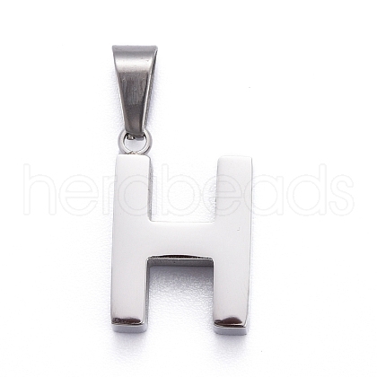 Non-Tarnish 304 Stainless Steel Letter Pendants STAS-H127-H-P-1