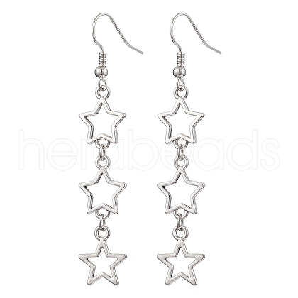 Star Hollow Alloy Dangle Earrings for Women EJEW-JE05628-1