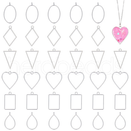 Unicraftale 36Pcs 6 Styles Alloy Open Back Bezel Pendants FIND-UN0003-24-1