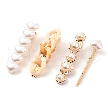 Imitation Pearl Iron Alligator Hair Clips Sets PHAR-P005-15-1