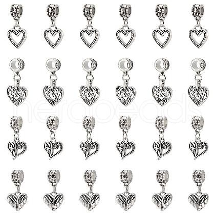 Unicraftale 32Pcs 4 Styles  Tibetan Style Alloy European Dangle Charms FIND-UN0015-62-1