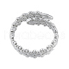 201 Stainless Steel Leaf Wrap Open Cuff Ring for Women RJEW-N038-103P-3