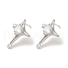 Brass with Clear Cubic Zirconia Stud Earring Findings KK-G499-01P-1
