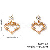 French Romantic Style Fashion Brass Rhinestone Hollow Heart Stud Earrings EE4680-2-2