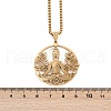 304 Stainless Steel Hollow Buddha Yoga Flower Pendant Necklaces for Women NJEW-K283-06G-3