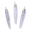 Natural Blue Lace Agate Brass Pointed Pendants G-B025-02P-02-1