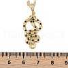 Brass Micro Pave Black Cubic Zirconia Snake Pendant Necklaces NJEW-K280-08G-3