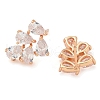 Rack Plating Leaf Brass Clear Cubic Zirconia Stud Earrings EJEW-M090-20G-2