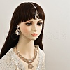 Teardrop Alloy Crystal Rhinestone Pendant Necklace & Stud Dangle Earring & Frontlet Sets FS-WG4C0D5-01-2