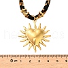 304 Stainless Steel Pendant Leopard Print Flannel Cord Necklaces NJEW-K289-01A-G-3