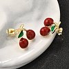 Brass Enamel Stud Earrings EJEW-G430-06A-G-3