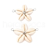 Natural Mixed Cowrie Shell Connector Charms PALLOY-JF03858-01-1