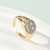 Brass Micro Pave Clear Cubic Zirconia Open Cuff Rings for Women RJEW-A059-01G-4