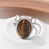 Oval Natural Tiger Eye Finger Rings RJEW-M062-02P-02-4