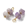 Natural Amethyst Cuboid Beaded Pendants STAS-C120-02G-02-2