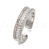 Brass Micro Pave Cubic Zirconia Cuff Rings for Women RJEW-F182-01P-4