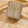 Flower Stainless Steel Crystal Rhinestone Lariat Necklaces & Stud Earrings & Bracelets Sets for Women FS-WG939A0-01-3
