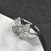 Brass Micro Pave Cubic Zirconia Cuff Rings RJEW-D322-06P-3