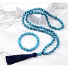 Synthetic Turquoise Round Beaded Pendant Necklaces & Bracelets Sets FS-WG9D102-13-1