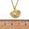 Brass Micro Pave Cubic Zirconia Shell Shape Pendant Neckalces for Women NJEW-S448-10G-5