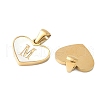304 Stainless Steel Pave Natural White Shell Heart with Initial Slice Pendants STAS-R168-25G-M-2