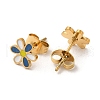 Ion Plating(IP) 304 Stainless Steel Stud Earrings with Colorful Enamel EJEW-Q783-08G-2