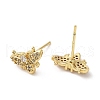 Rack Plating Brass Moth Stud Earrings with Cubic Zirconia EJEW-D061-39G-2