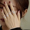 Anti-Tarnish Rhodium Plated 925 Sterling Silver Initial Letter Open Cuff Ring JR852F-7