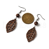 Leaf Natural Walnut Wood Dangle Earrings for Women EJEW-JE06101-01-3