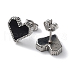 6 Pair 2 Color Heart Acrylic Stud Earrings EJEW-A024-12A-3