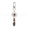 Copper Wire Wrapped Natural Tiger Eye Pointed Bullet Pendant Decorations HJEW-JM03104-08-4