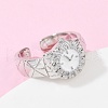 Brass Micro Pave Clear Cubic Zirconia with Enamel Cuff Rings RJEW-Z094-01P-01-3