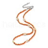 Glass Flower Beaded Necklace NJEW-Z029-03A-1