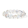 Electroplate Glass Square Beads Stretch Bracelet for Teen Girl Women BJEW-JB06873-1