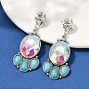 Alloy Synthetic Turquoise Dangle Stud Earrings EJEW-U053-04B-AS-2