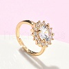 Brass Micro Pave Cubic Zirconia Finger Rings for Women RJEW-C131-03G-1