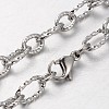 Tarnish Resistant Unisex 304 Stainless Steel Textured Cable Chain Necklaces STAS-L127-01P-2