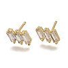Clear Cubic Zirconia Triple Rectangle Stud Earrings EJEW-L234-083G-3
