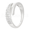 Brass Micro Pave Clear Cubic Zirconia Cuff Rings for Women FS-WGC3917-01-1