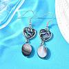Brass Abalone Shell Black shell Dangle Earrings EJEW-D313-01P-2