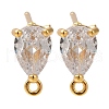 Brass Clear Cubic Zirconia Stud Earrings Finding for Women EJEW-B107-19G-1