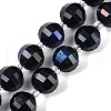 Electroplated Natural Black Onyx(Dyed & Heated) Beads Strands G-G182-B24-04-2