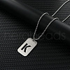 Rectangle with Letter Pattern Hollow Out 201 Stainless Steel Pendant Necklaces FS-WG34D20-14-1