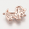 Brass Micro Pave Cubic Zirconia Puppy Links connectors X-ZIRC-Q001-161RG-2